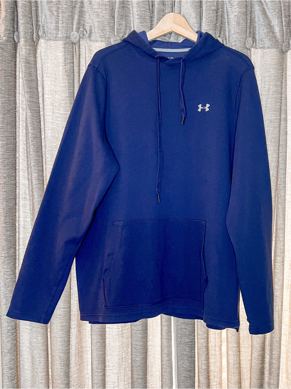Under Armour Loose Fit Deep Navy Waffle Knit Lightweight Hoodie Size Extra Large